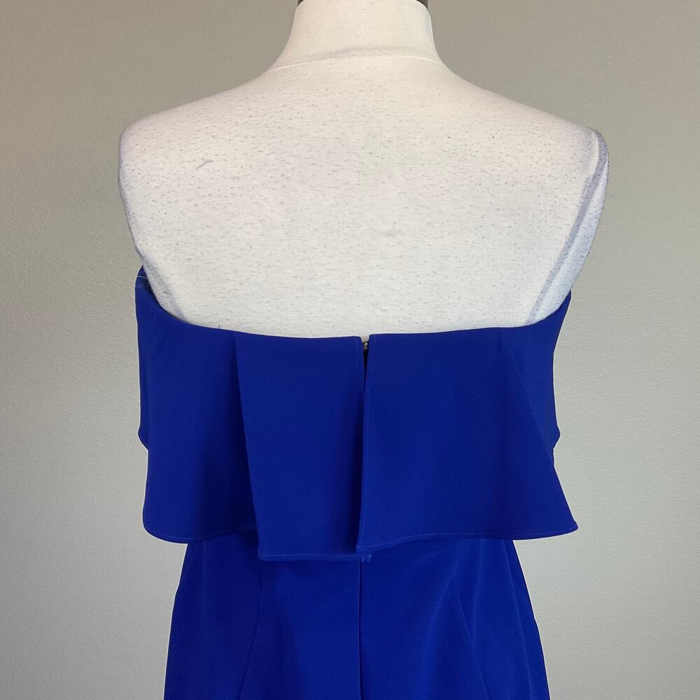 Aidan Mattox Colorful Strapless Ruffled Midi Sheath Cocktail Dress Blue Size 8 - Picture 7 of 11